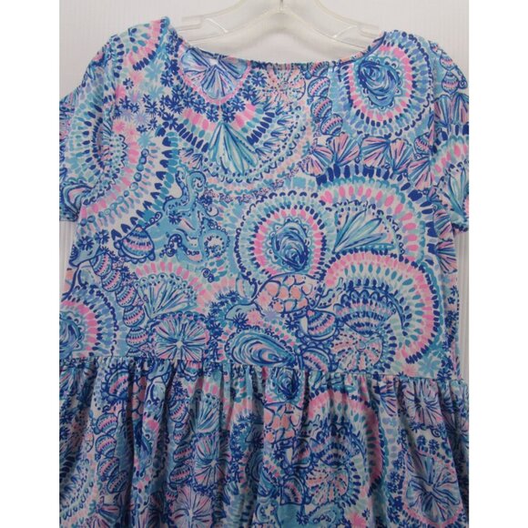 Lilly Pulitzer Dress Medium Babydoll Mini Tiered Seashell Nautical - Picture 8 of 11